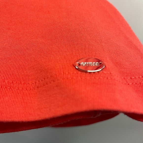 GUESS bright coral peplum blouse with an open back. Stretchy and soft! - Picture 5 of 5